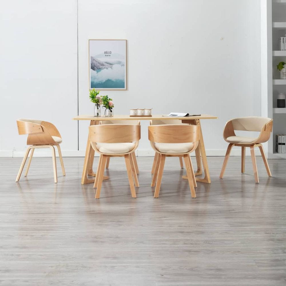 Petromila vidaXL Jedálenské stoličky 6 ks krémové ohýbané drevo a umelá koža